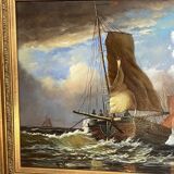 John Russel Chancellor (1925-1984) rare on the market, oil on canvas, marine, boats