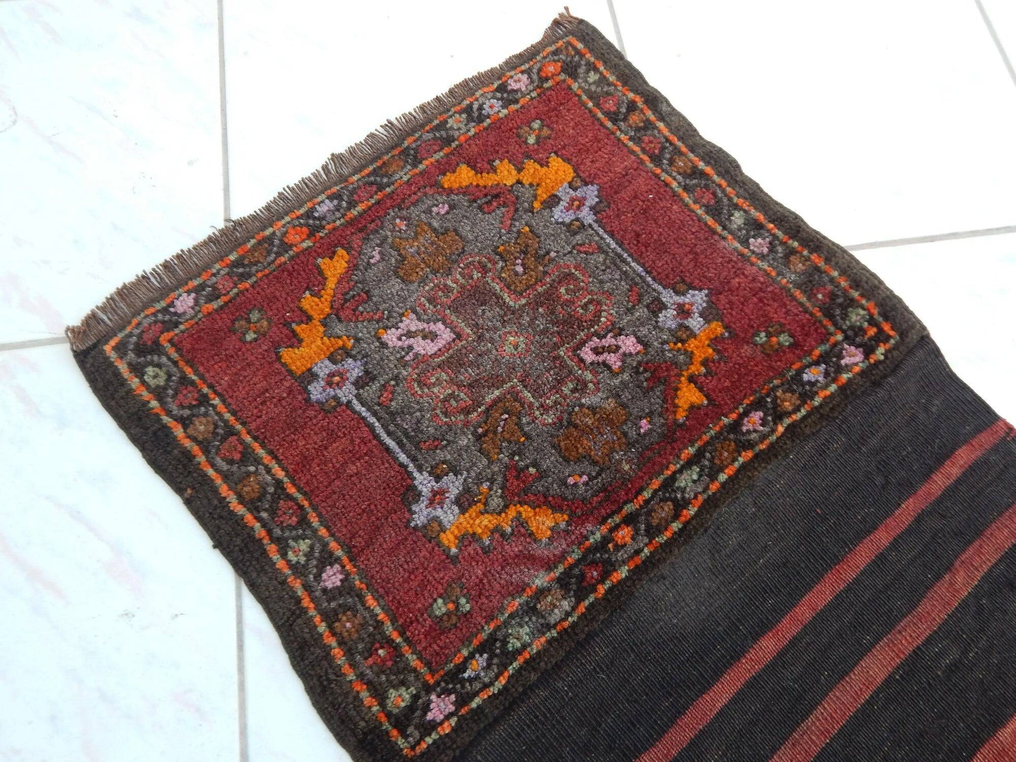 Vintage Turkish hallway rug 49x180 cm