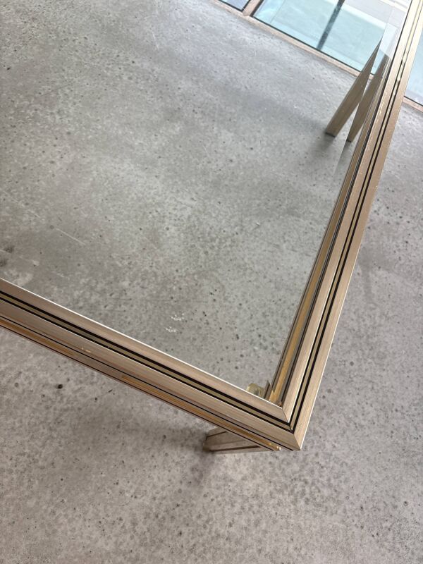 Table laiton / Verre design Pierre Vandel Paris