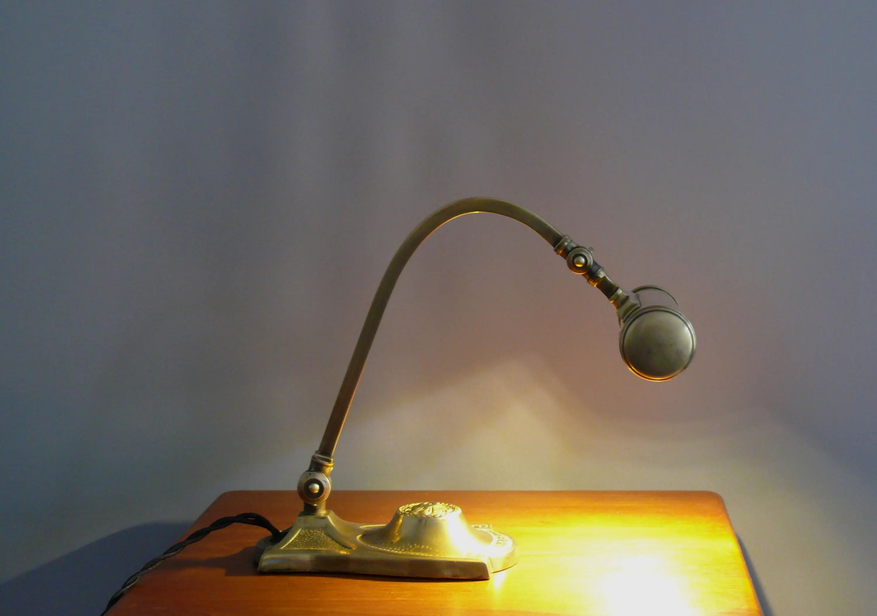 Art Deco brass piano lamp with rotary switch socket