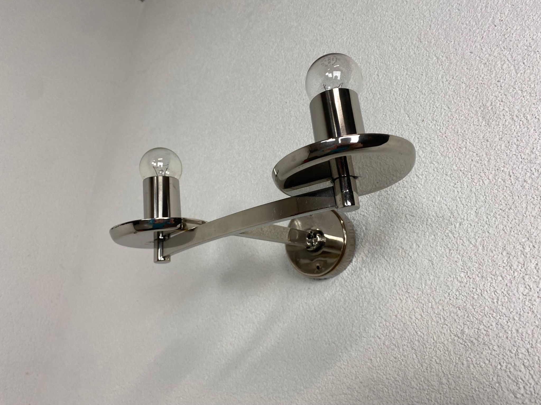 Large Bauhaus chandelier with two wall sconces.