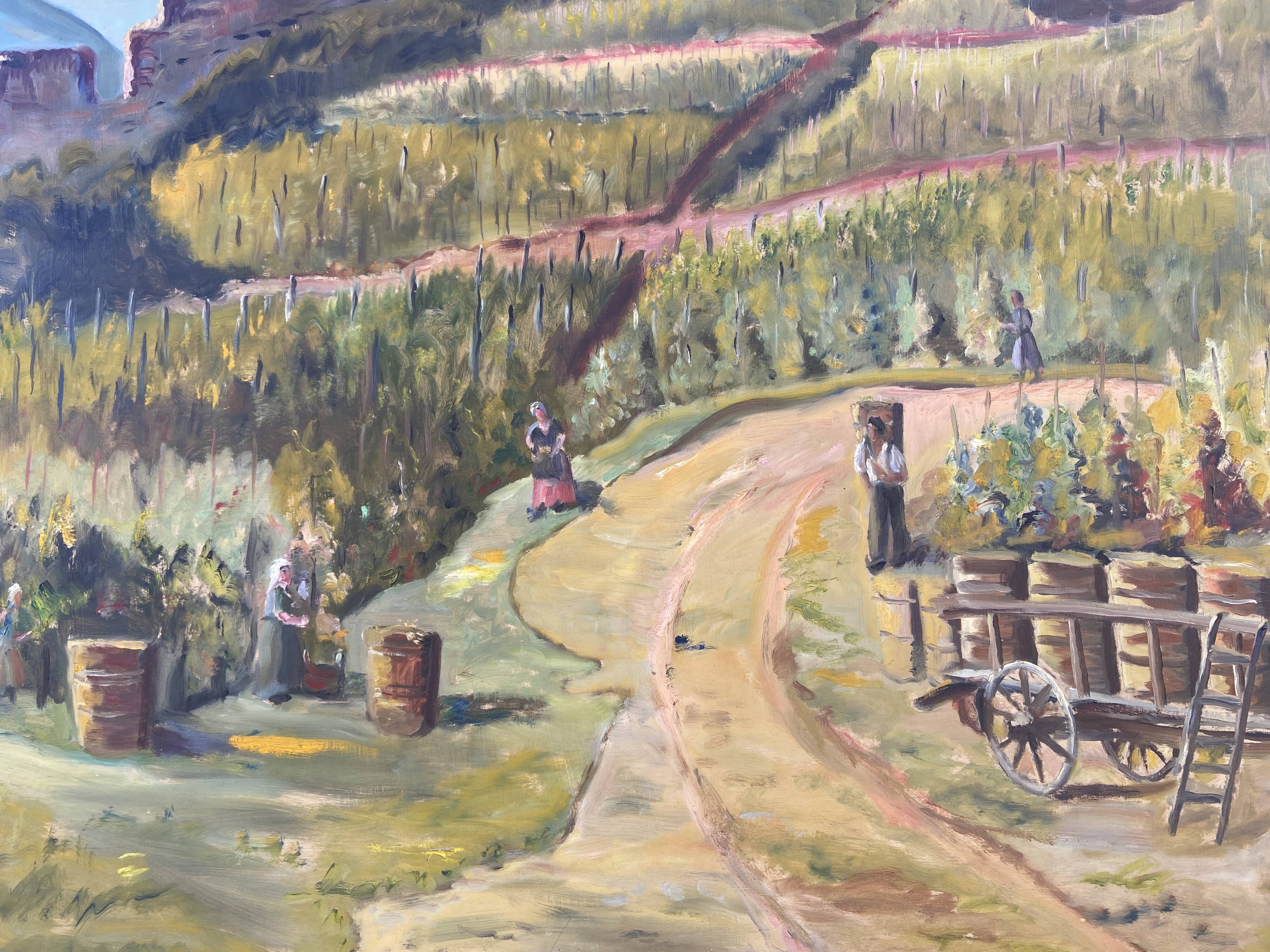 XXXL painting Alsatian landscape VINE Viticulture Harvest Vineyard By Théo