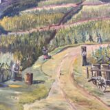 XXXL painting Alsatian landscape VINE Viticulture Harvest Vineyard By Théo
