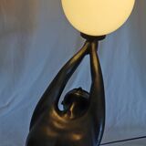 Large lamp, woman with ball, yoga, art deco style, 1980
