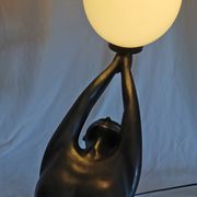 Large lamp, woman with ball, yoga, art deco style, 1980