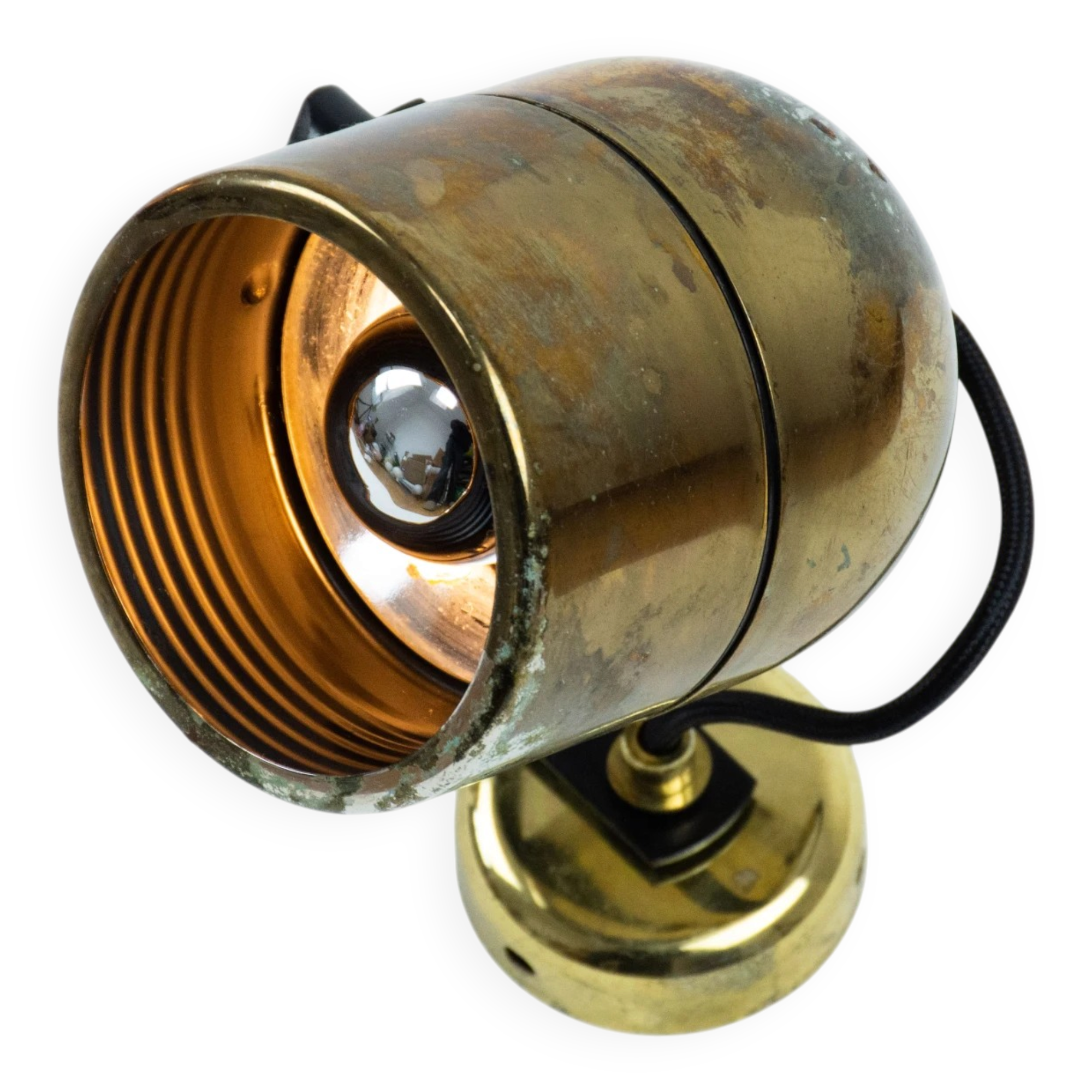 Pair of Vintage Gold-Toned Tube-Style Wall Spotlights With Patina