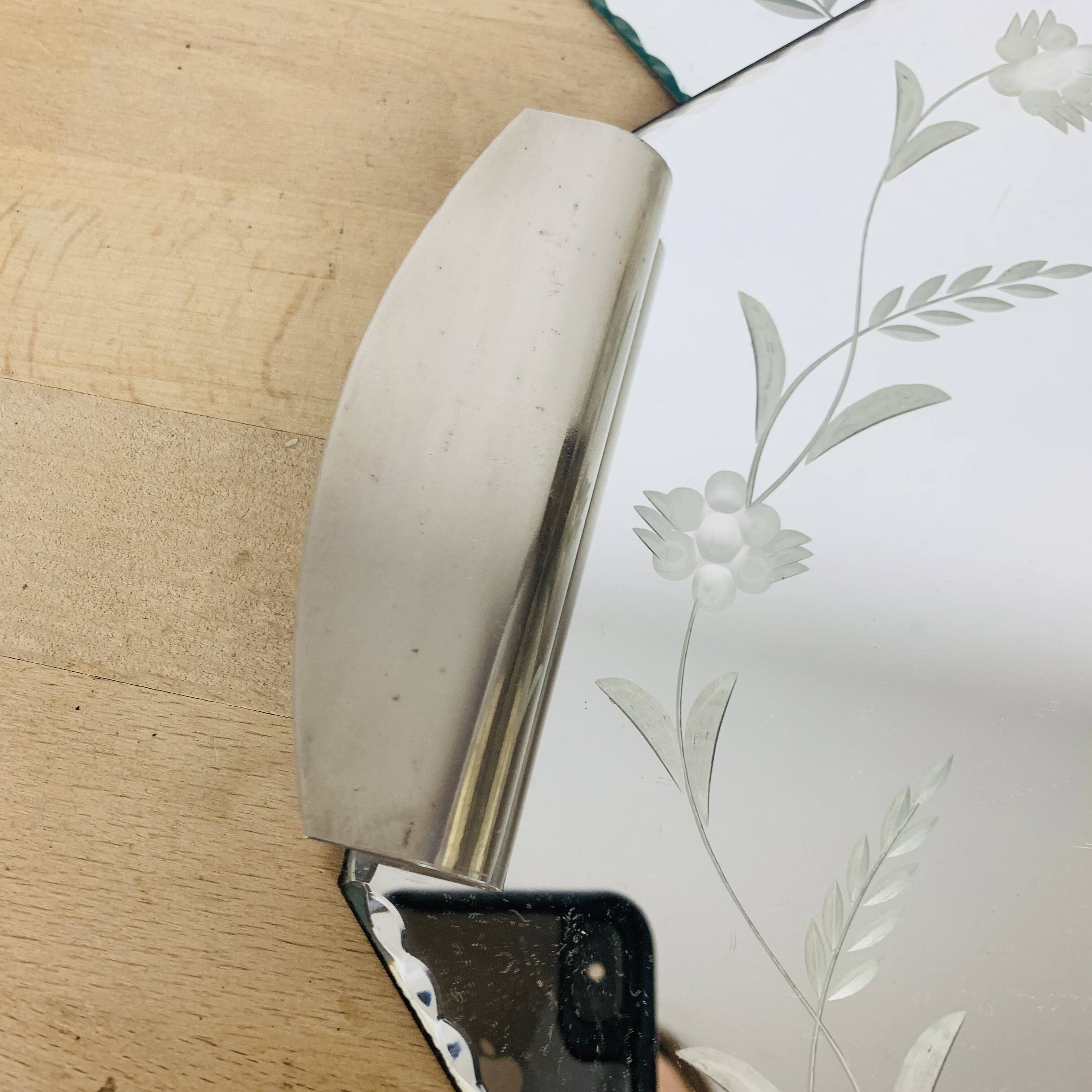 2 beveled art deco mirror trays