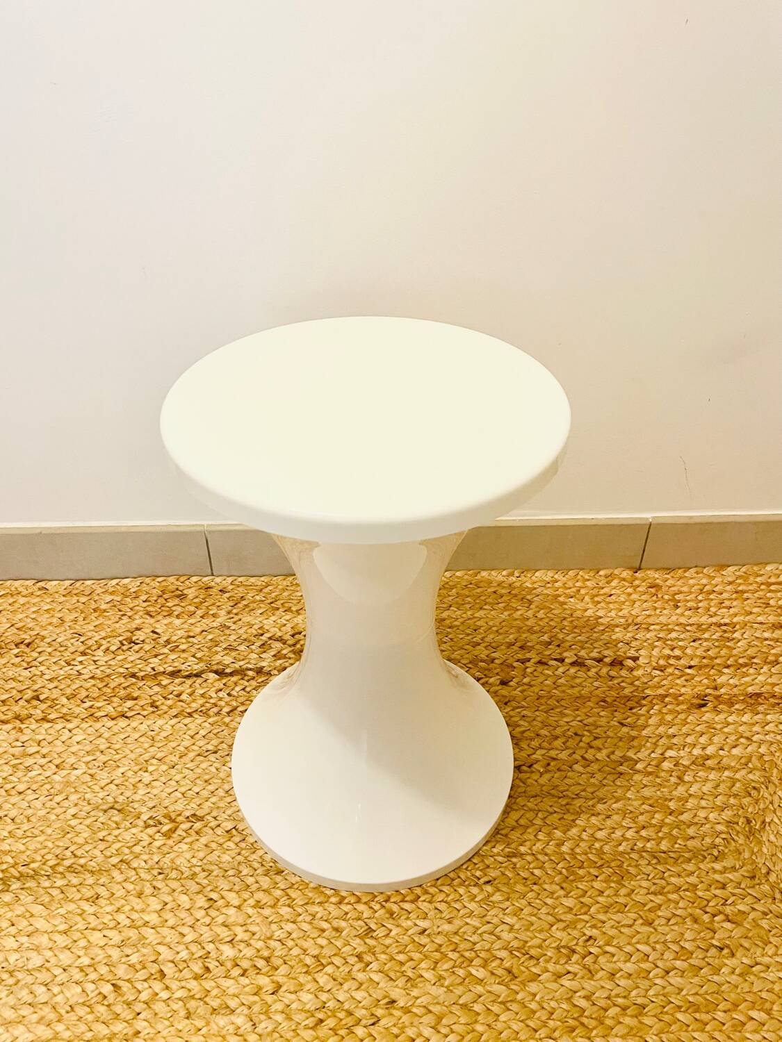 White Tam Tam stool 1970 Tam Tam logo