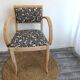 Fauteuil bridge bois tissu fleurs Noir et blanc
