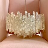 Midcentury ice glass plexi chandelier by kalmar