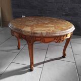 Old marble and wood coffee table from the 50s