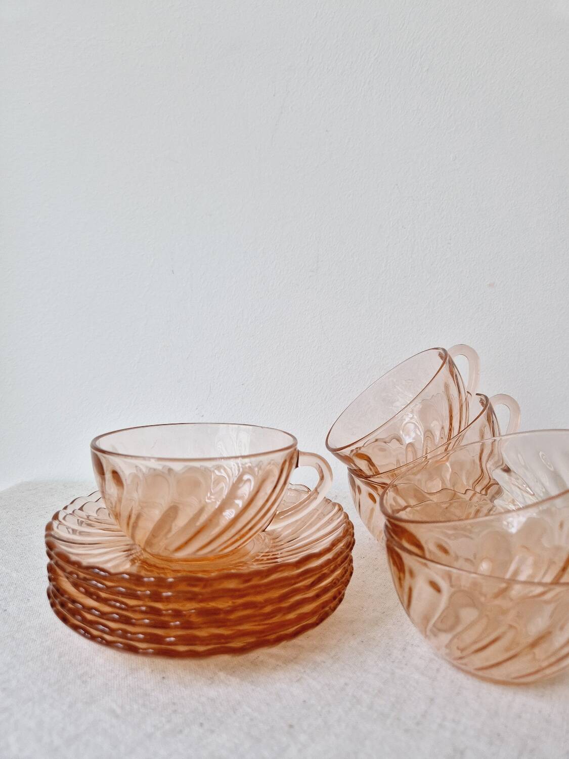 Set of 6 "Rosaline" coffee cups '70s - Arcoroc France vintage