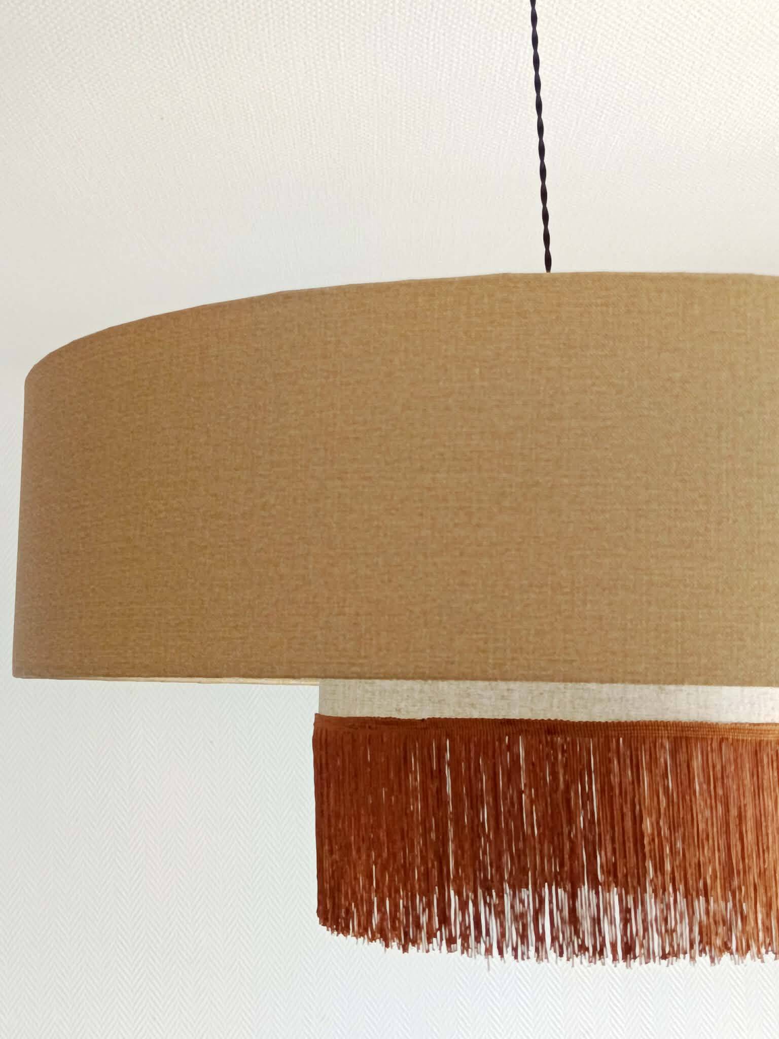 XXL fringe double lampshade suspension