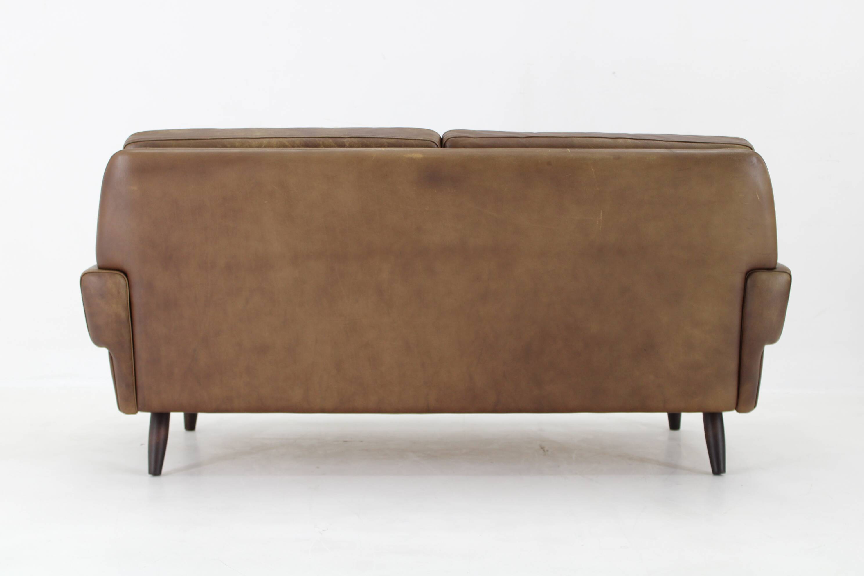 Ensemble de salon Svend Skipper 1970 en cuir marron, Danemark