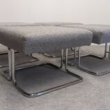 Set of 4 Space Age tubular ottoman stools, 60s-70s