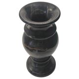 Vintage 1970s Italian Black Marble Vase – Natural Ochre Veining Accent