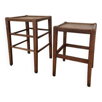 Pair of vintage wooden side tables / stools