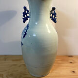 Baluster vase in Chinese porcelain with cobalt blue floral decoration.