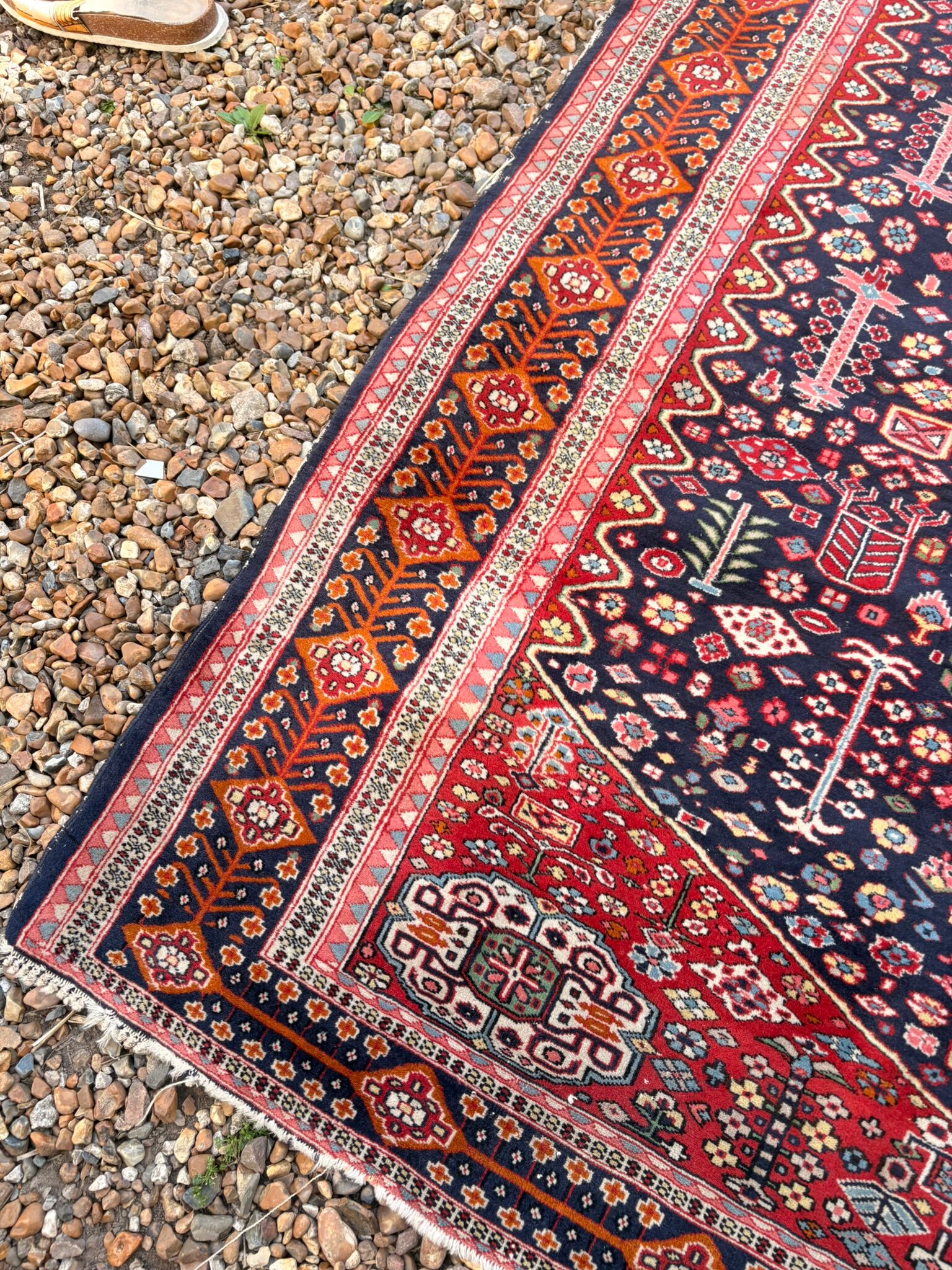 Ancient Senneh Persian rug 195x135cm handmade Herati wool Orient