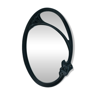 Art Nouveau mirror in blue enamelled cast iron in the style of Hector Guimard.