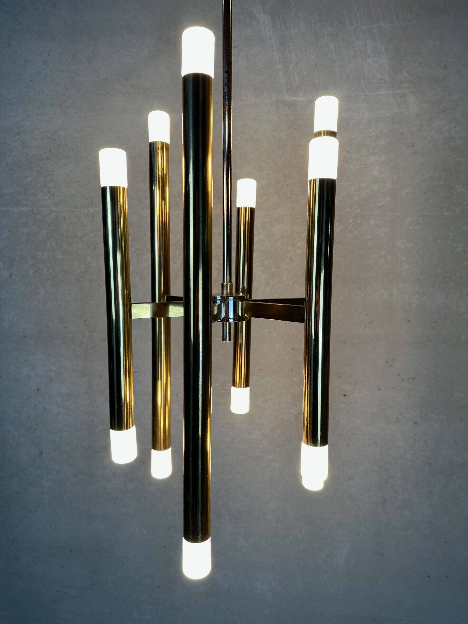 Vintage brass tubular Boulanger pendant lamp