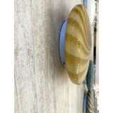 Plafonnier ou applique murale italienne en verre de Murano blanc laiteux et tourbillons verts