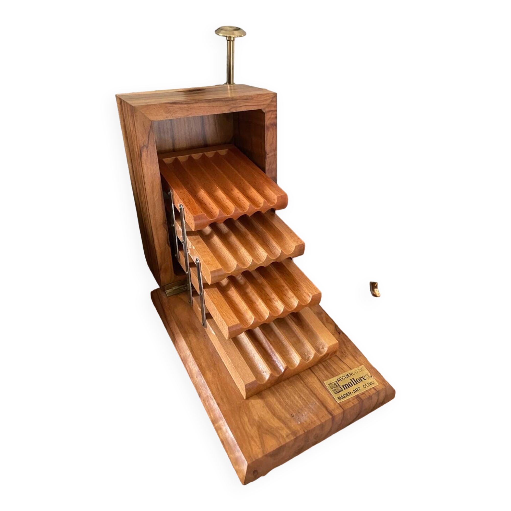 Vintage olive wood cigarette case/box dispenser