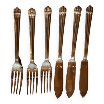 Lot de 3 fourchettes et 3 couteaux à poisson Christofle