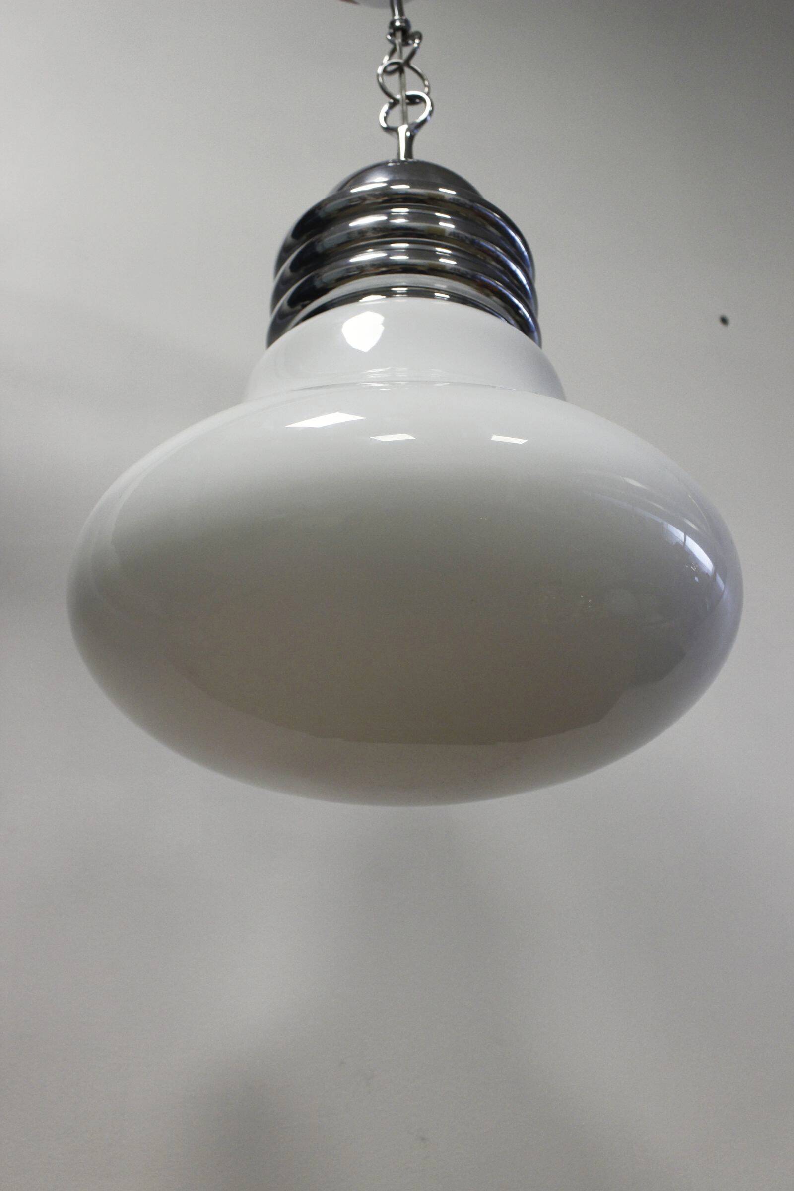 Vintage opaline & chrome bulb chandelier 1960s