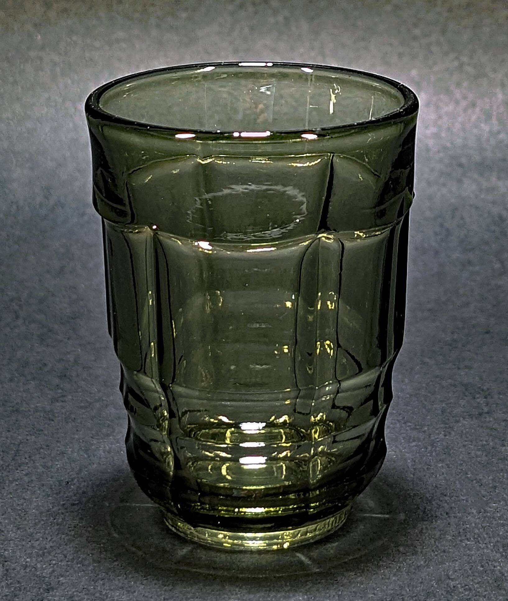 Vintage Czechoslovak Green Glass Carafe with Matching Tumbler