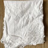 White cotton tablecloth with openwork embroidery 160X170 cm