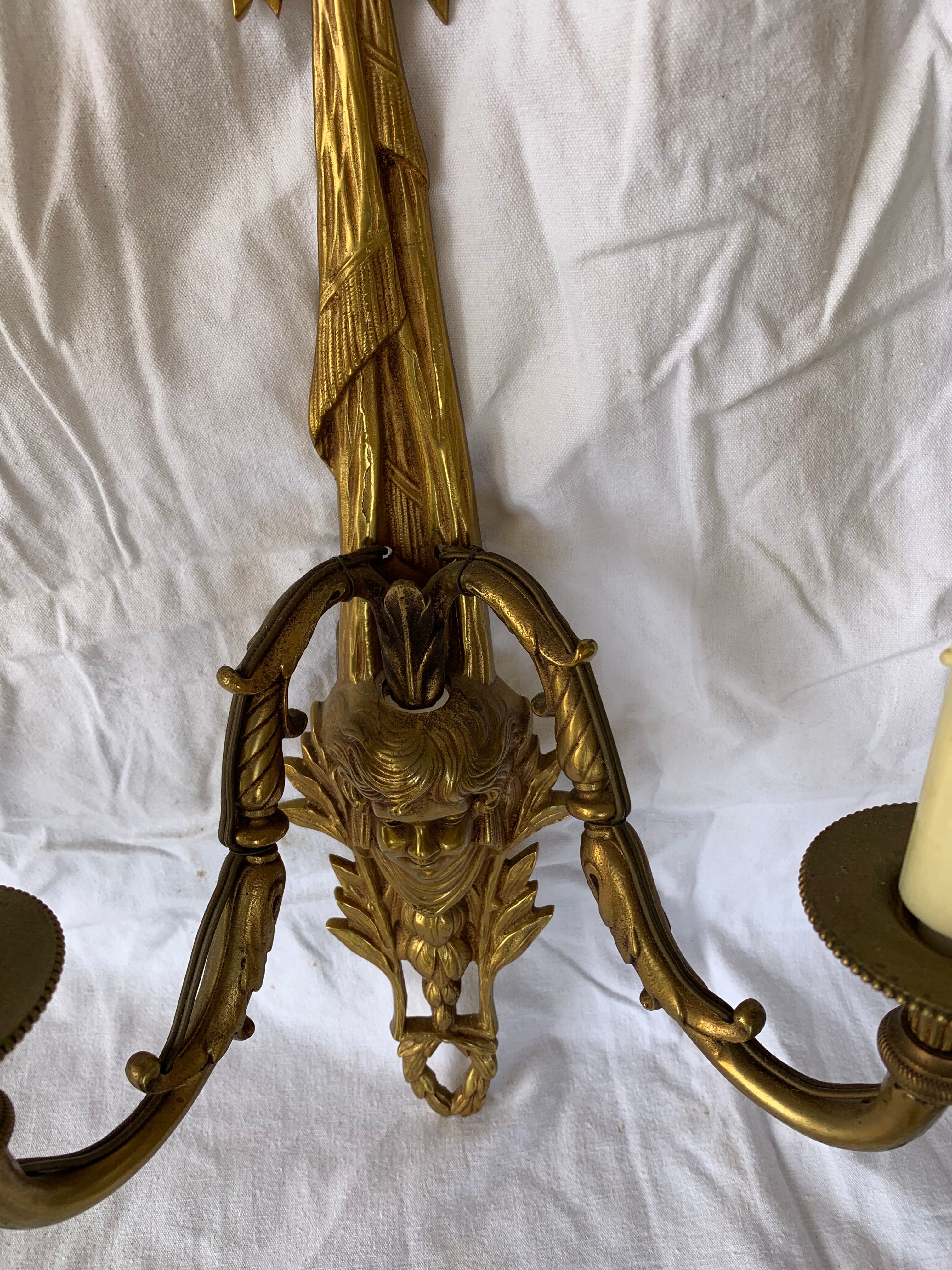 Pair of Louis XVI bronze sconces