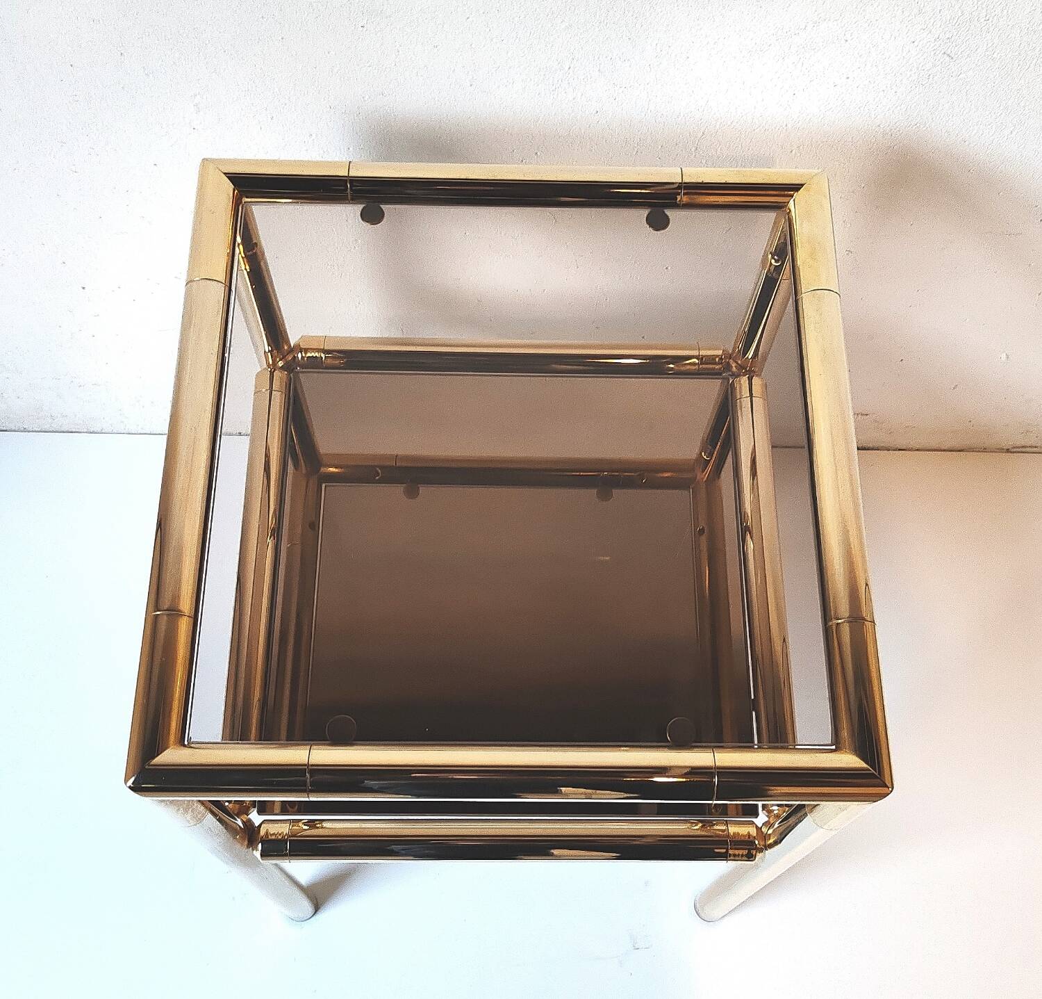 Brass and glass end table from the 70s