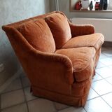 Orange velvet two-seat sofa