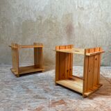 Pair of cubist pine bedside tables
