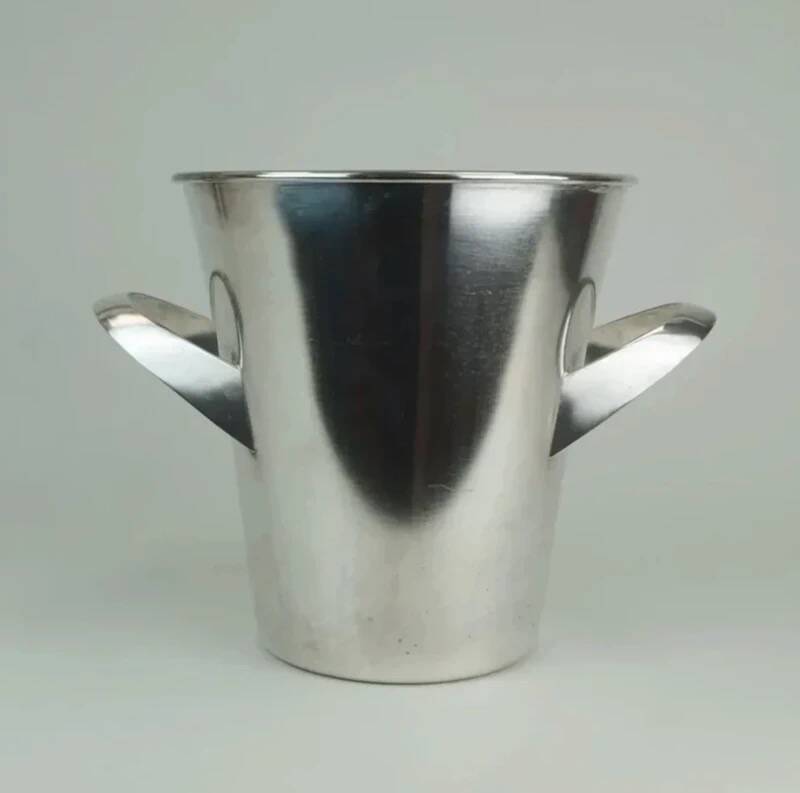 Silver-plated ice bucket with a refined design, designed by Kurt Mayer for