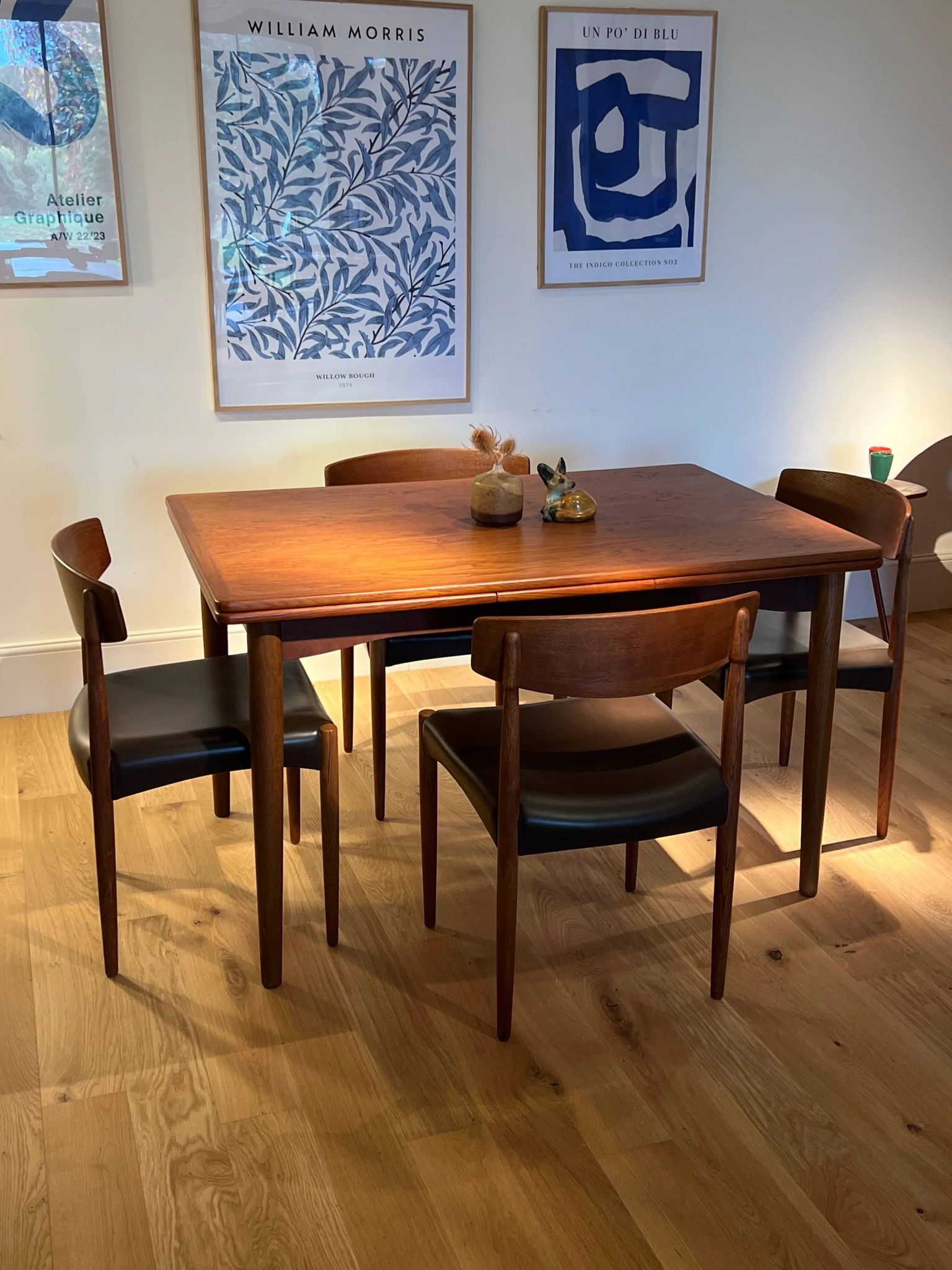 Set of 4 vintage Scandinavian "Huldra" oak chairs