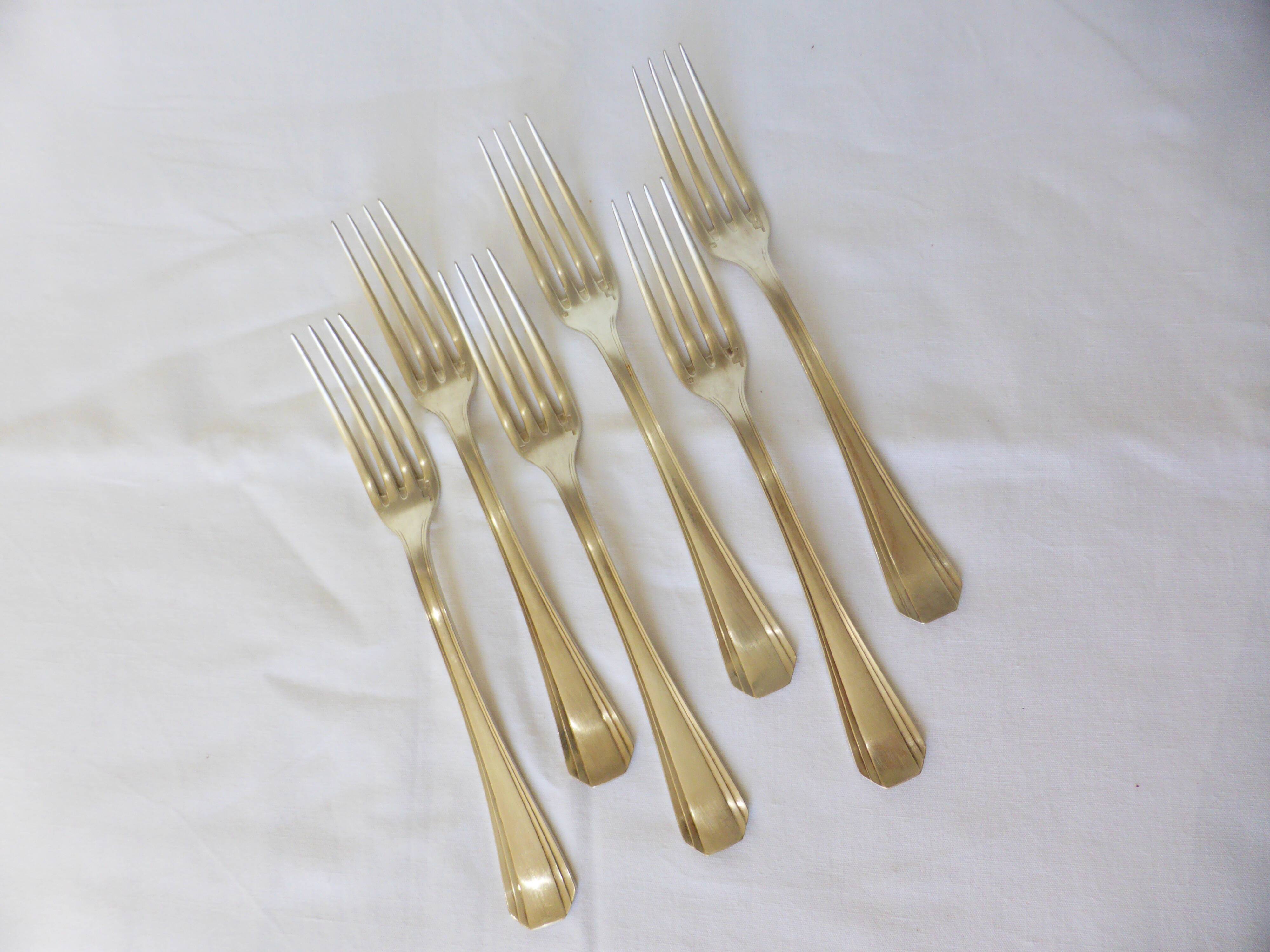 6 fourchettes vintage Christofle de style art déco en métal argenté