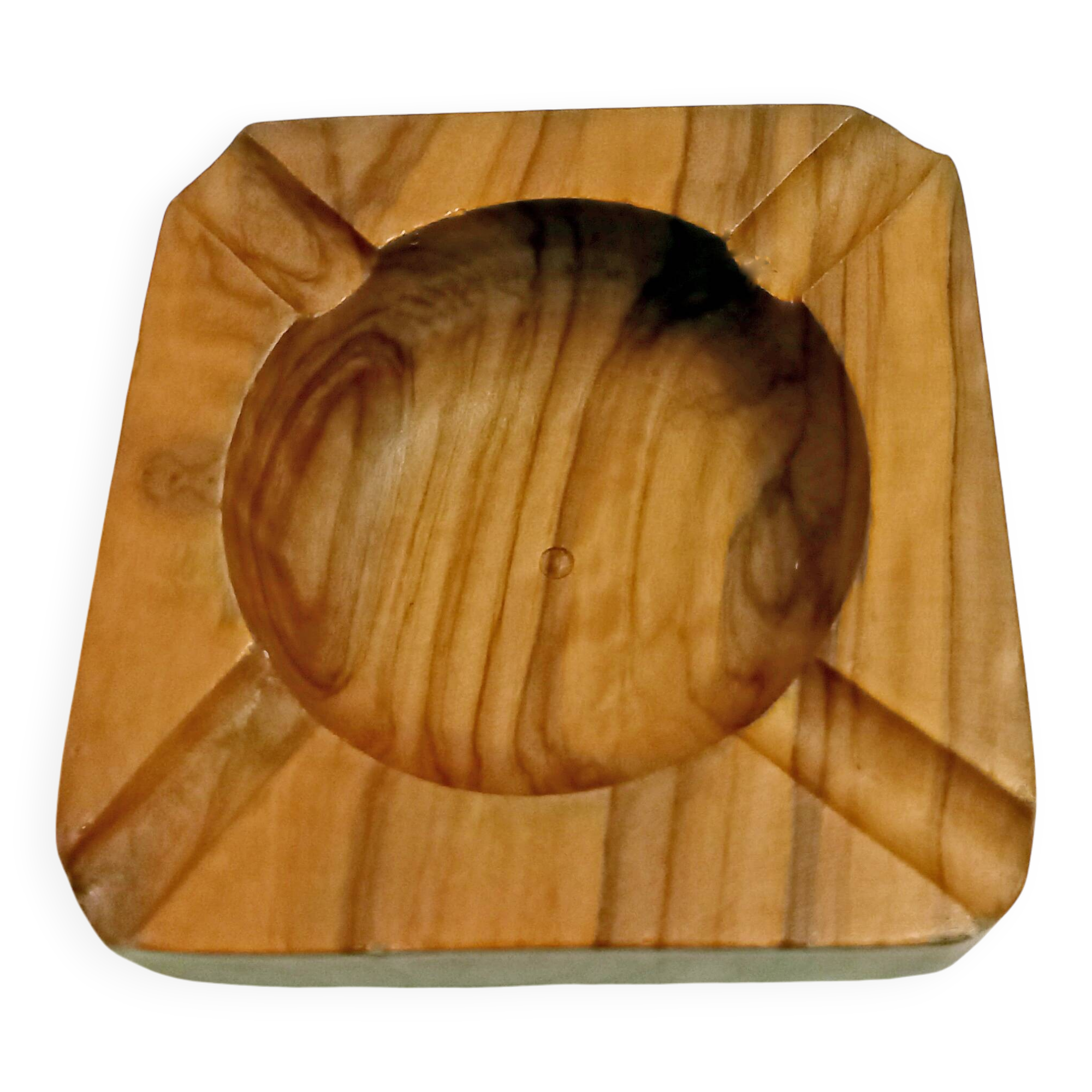 Old olive wood ashtray