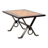 Superbe table basse en fer forgé et céramique - 1960