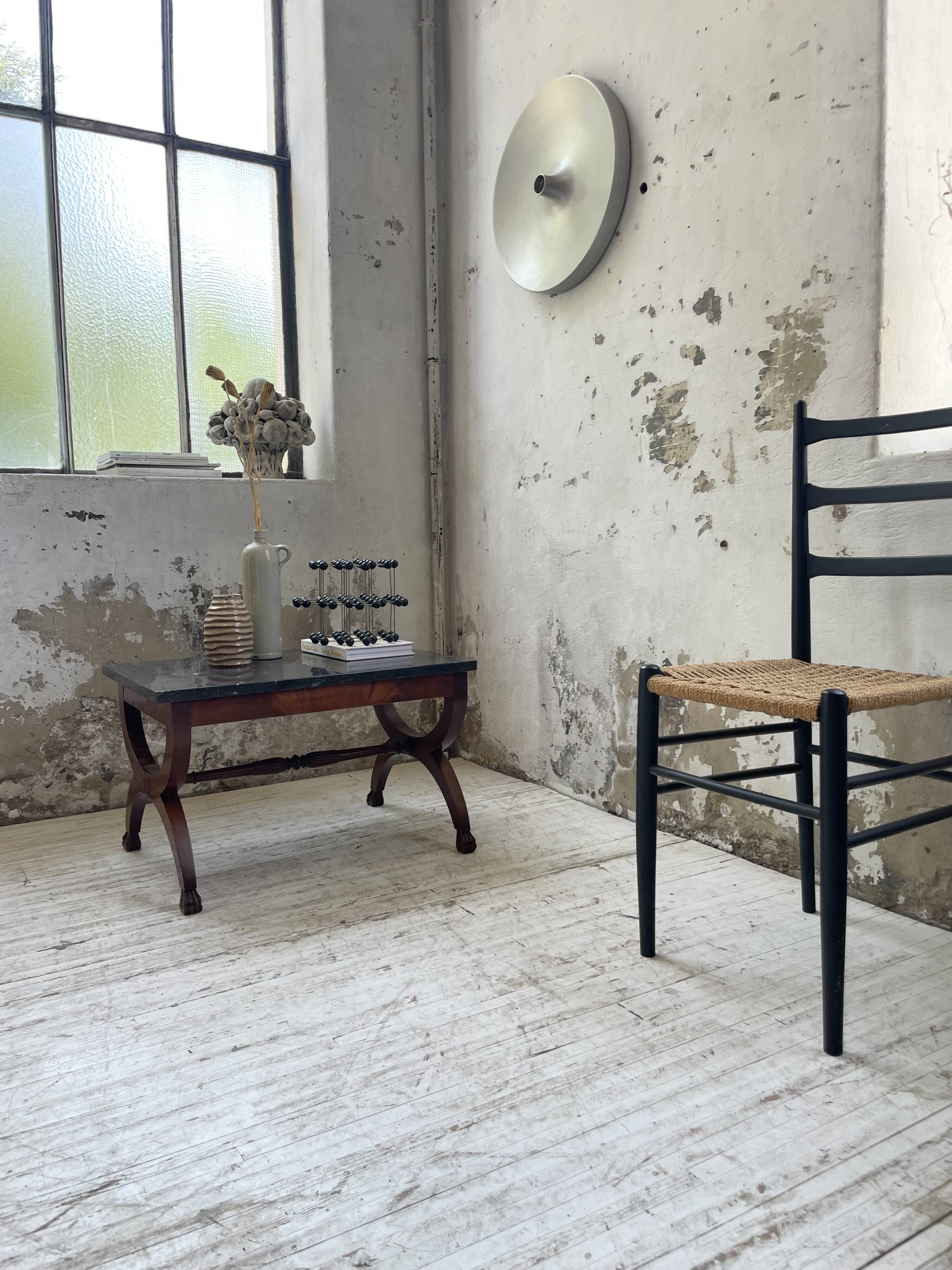 Empire style marble and mahogany coffee table