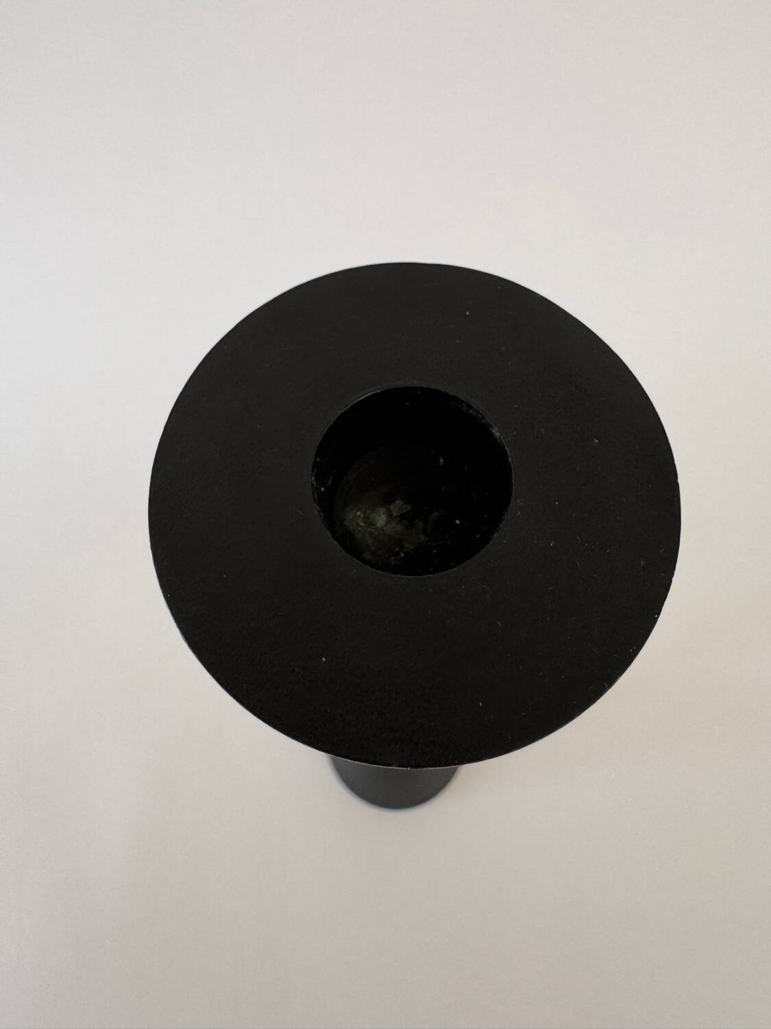 Vintage Post Modern Candle Holder In Black Metal