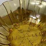 Art Deco style salad bowl in amber molded glass