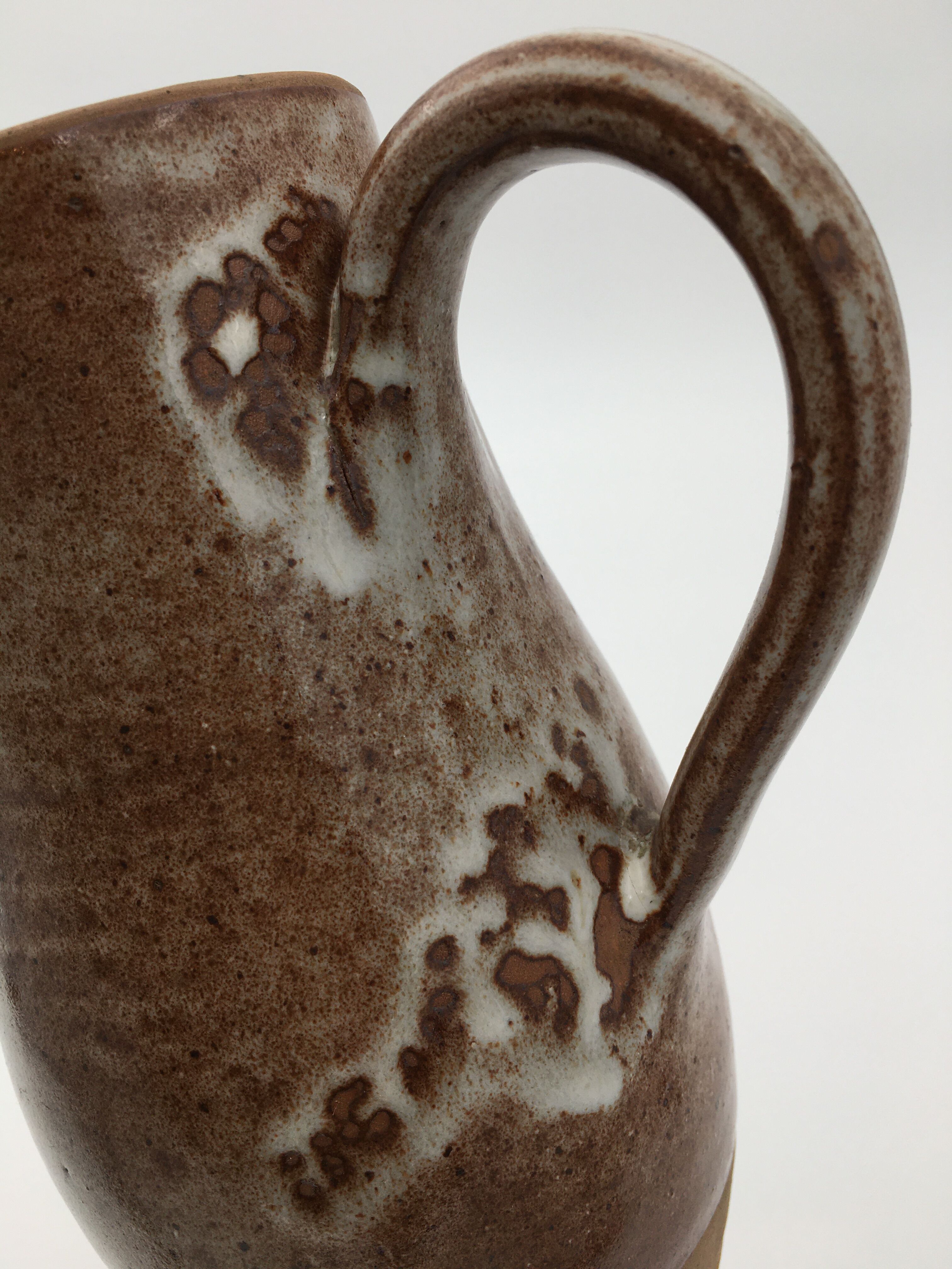 Enameled stoneware pitcher signed Roger Jacques, Stoneware from Puisaye, Nièvre - 1960s