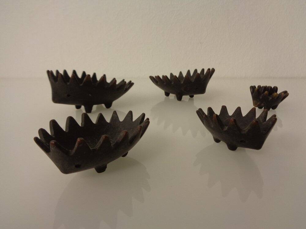 Hedgehog Ashtrays, 1950s, Set of 6