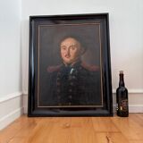 Antique original oil painting of an officer, large gentleman portrait painting