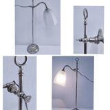 Art Deco lamp with chrome metal and opalescent glass.