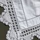 MC embroidered pillowcase with flower detailing and crocheted edge