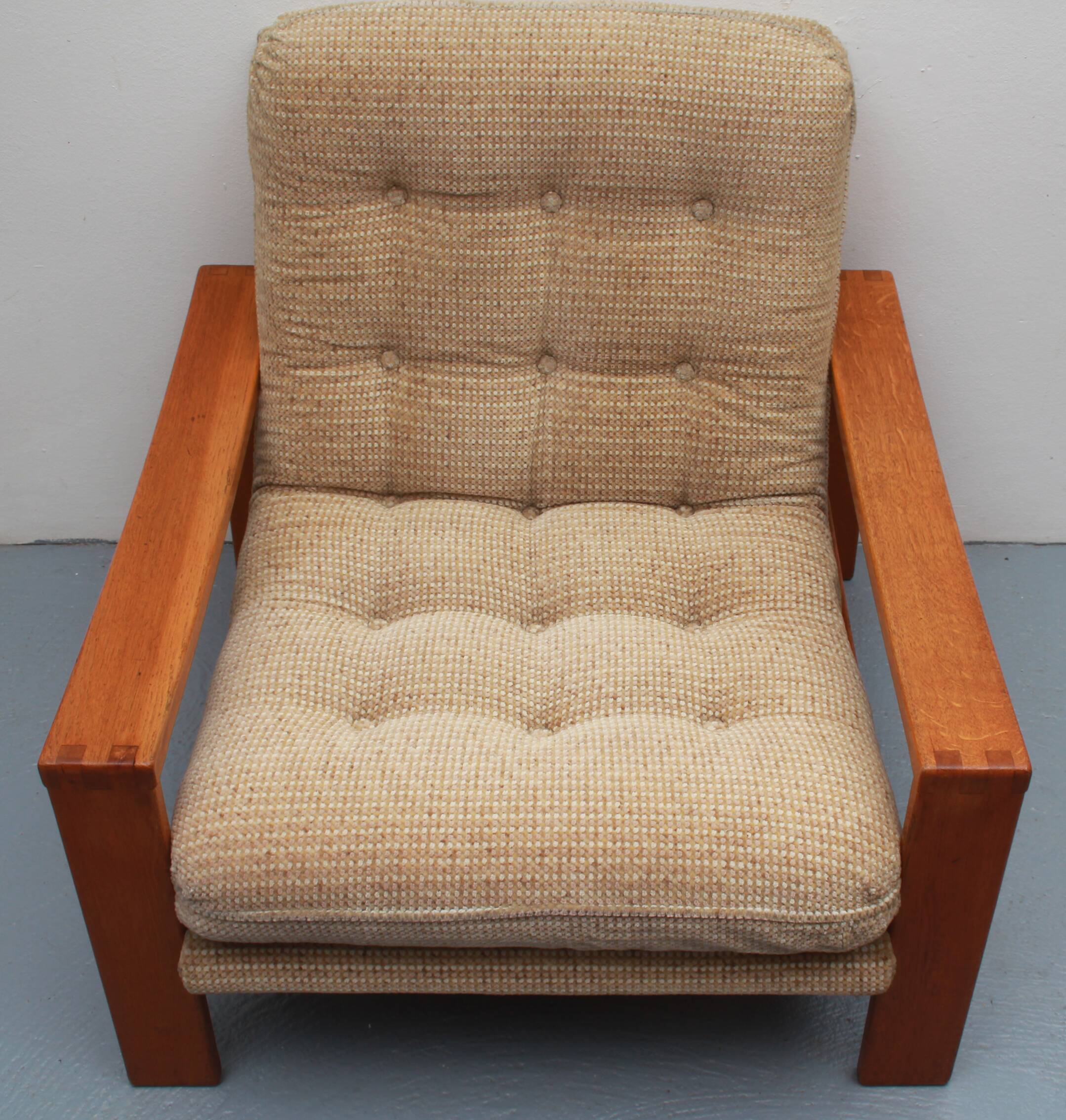 1970s armchair beige in oak