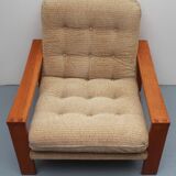 1970s armchair beige in oak